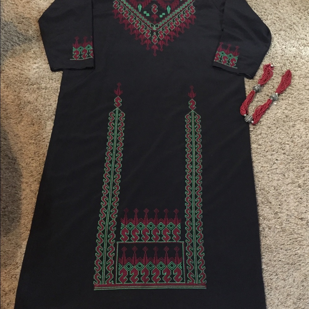 đĄCaftan Abaya Henna Dress Palestinian Embroidery Thobe Thoub - Picture 5 of 6